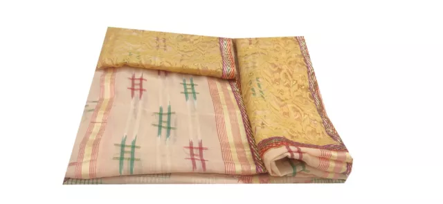 Dev Vintage Indian Ikat Sarees Cotton & Net Sari Premium Used Craft Premium 1832