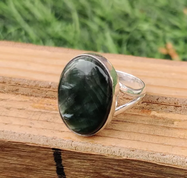 Seraphinite Ring 925 Sterling Silver Designer Handmade Jewelry All Size MO486