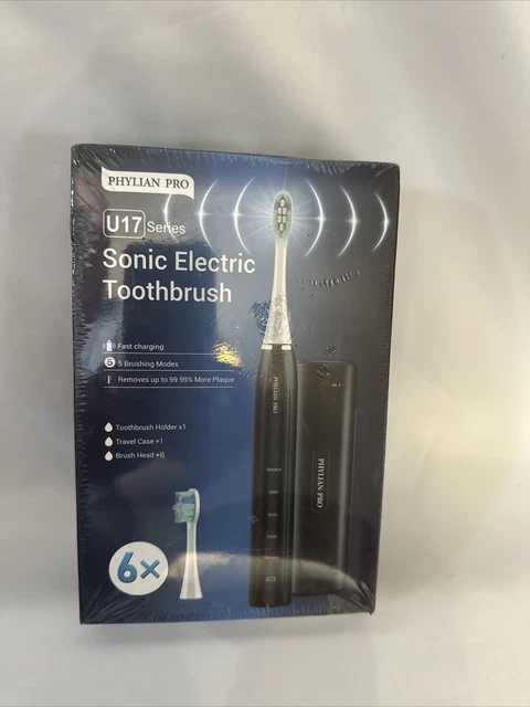 Cepillo de dientes recargable Phylian Pro Sonic - 5 modos de cepillo - 6 cabezales de cepillo **NUEVO*