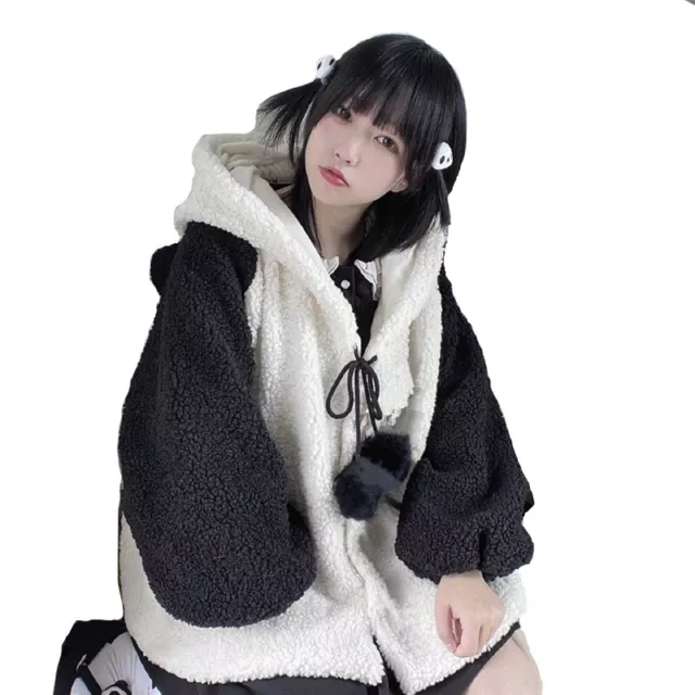 Women Girl Hoodie Jacket Sweet Cute Coats Panda Ear Loose Kawaii Cosplay