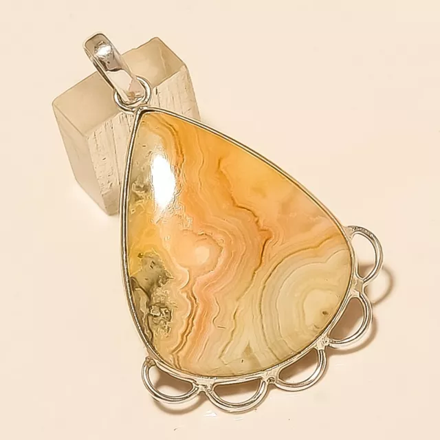 Natural Crazy Lace Agate Gemstone Pendant 925 Sterling Silver Wedding Jewelry AA