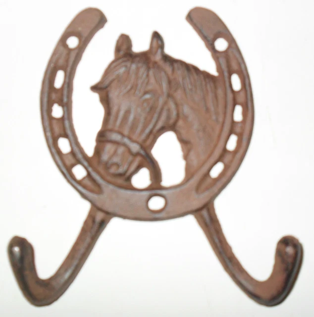 Cast Iron HORSE & HORSESHOE Double wall HOOKS