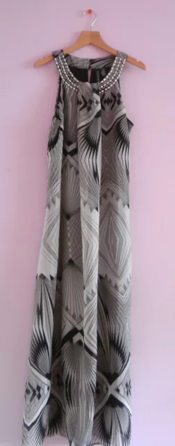 Cassee's Maxi Dress Small NWT Chic Elegant Black White Geometric Print