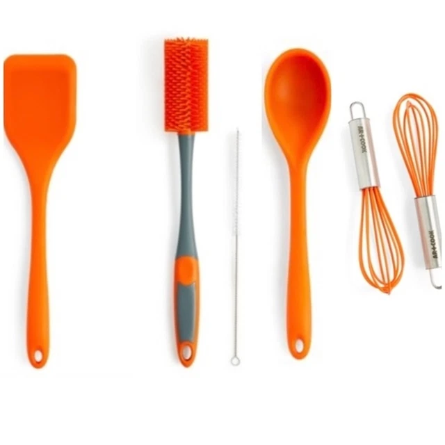 Art & Cook Turner,Brush/Straw Cleaner, Mini Whisks,10.5" silicone Solid Spoon