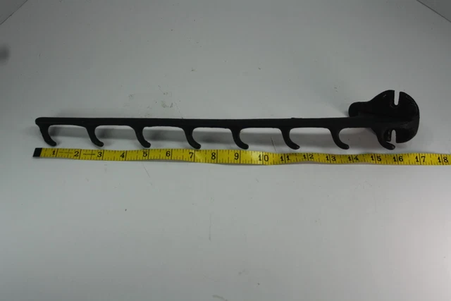 Antique Cast Iron Barn Horse Tack Harness Wall Rack Holder Farm Angled Tool Hook 6