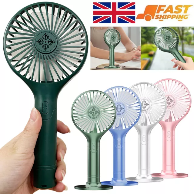 Portable Mini Hand-Held Fan 3 Speed Cooler Cooling USB Rechargeable Desk Fans UK