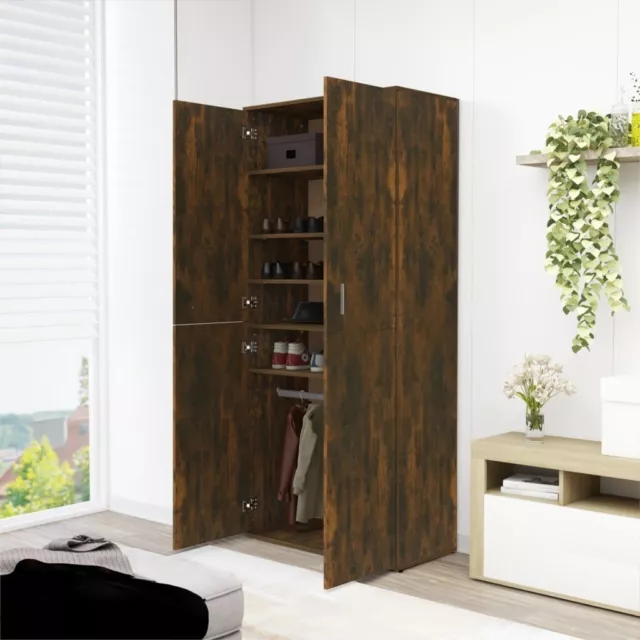 Rustic Wood Wardrobe Tall Hallway Shoe Cabinet Cupboard Closet Bedroom Double 3