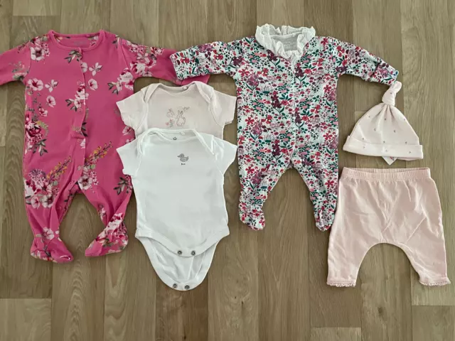 Baby Girl First Size 1 Month NEXT Bundle Babygrows Bodysuits Hat Leggings