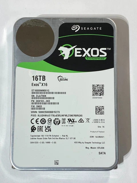 SEAGATE HDD 16TB 3.5 Zoll Exos Enterprise X16 SATA 6Gb/s 7200U NAS ...