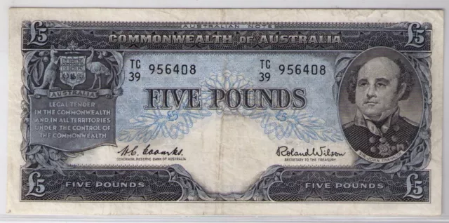 Australia 1960 Five Pounds £5 Coombs / Wilson, R50 - Fine