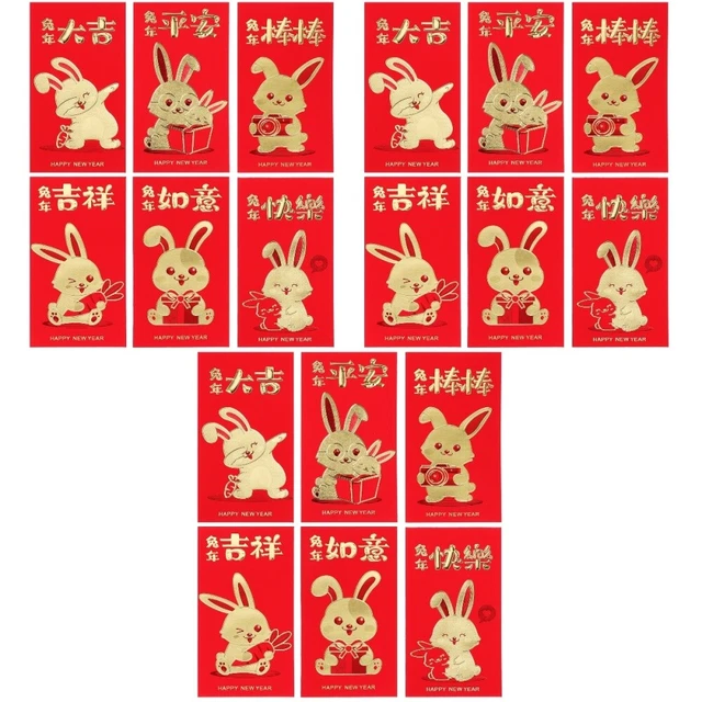 180 Pcs Paper 2023 Year The Rabbit Red Packets Chinese Money