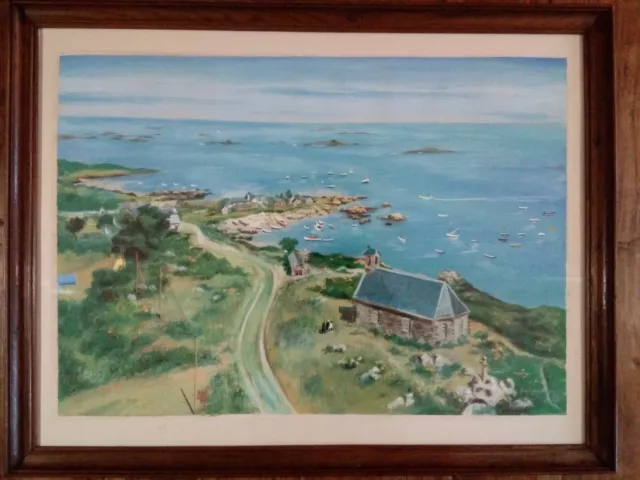 "Breton / Normandy seaside?" France ""Grande gouache signed?