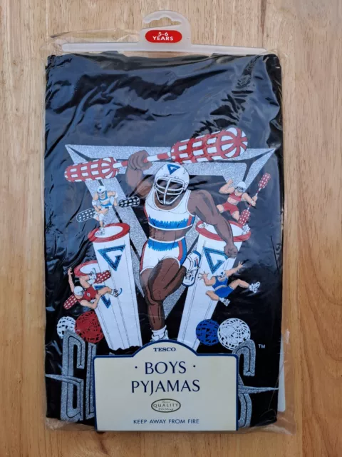 Gladiators show 1994 età 5-6 pigiami ragazzi con etichette merchandising vintage.