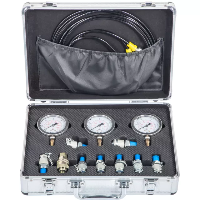 VEVOR Hydraulic Pressure Gauge Test Kit 8600 PSI Tester No Distortion