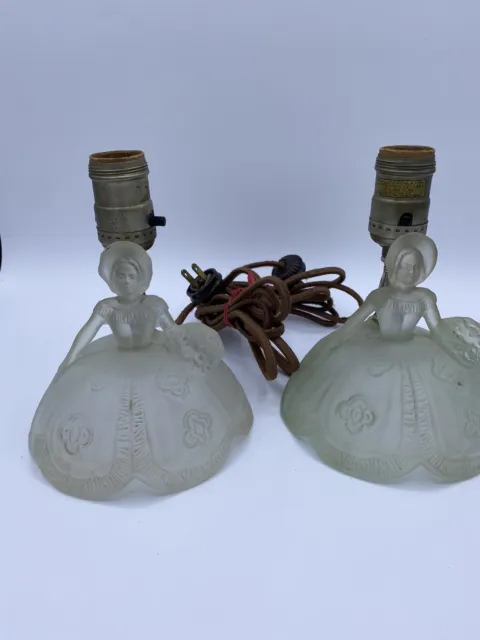 Art Deco Figural Boudoir  Pair Of Lamps