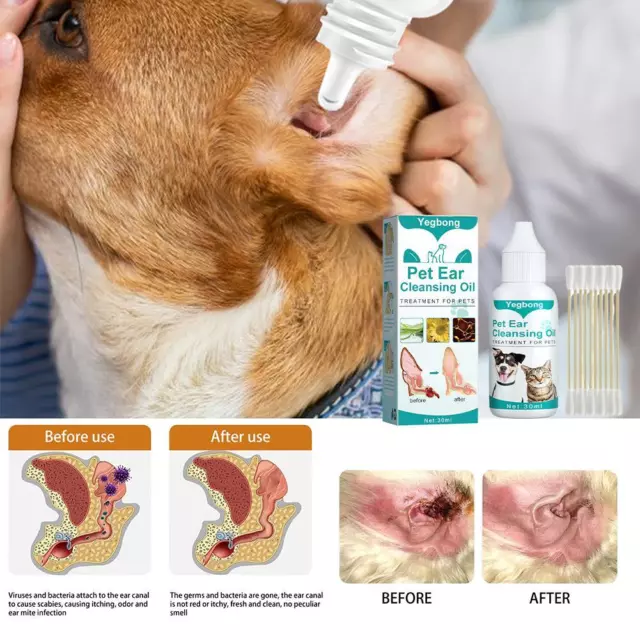 Pet Ear Rinse For Dogs & Cats Ear Cleaner Solution 30ML & Infections