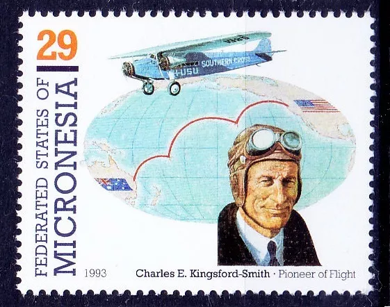 Charles Kingsford-Smith 1st trans-Pacific flight, Aviation, Micronesia 1993 MNH