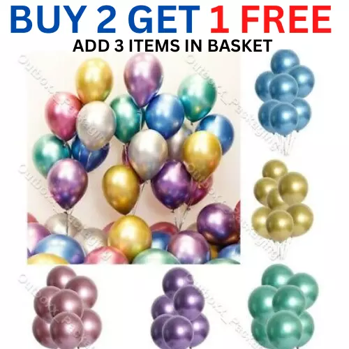 5" 10" 100 CHROME BALLOONS METALLIC LATEX PEARL Helium Baloons Birthday Party UK