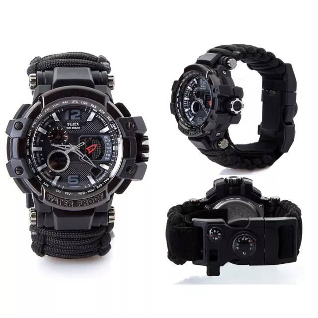 Outdoor Survival Wrist Watch Tactical Bracelet Hunting Camping Hiking Emergency