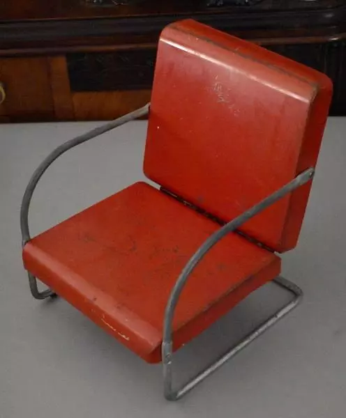 Super Rare 1930'S Art Deco Metal Outdoor Childs Patio Chair W Original Finish