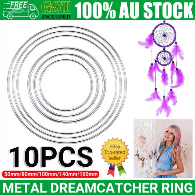 4 Inch Dream Catcher Rings, 10 Pcs Metal Macrame Wreath Floral Hoop, Silver