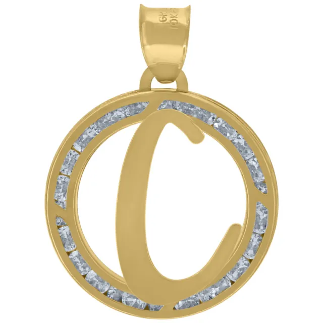 10K Yellow Gold Cubic-Zirconia Initial Letter C Heart Charm Pendant for Women