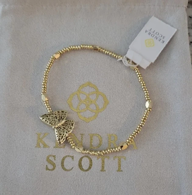 Kendra Scott Hadley Stretch Coin Bracelet Butterfly Gold   NWT $45   KS Pouch!