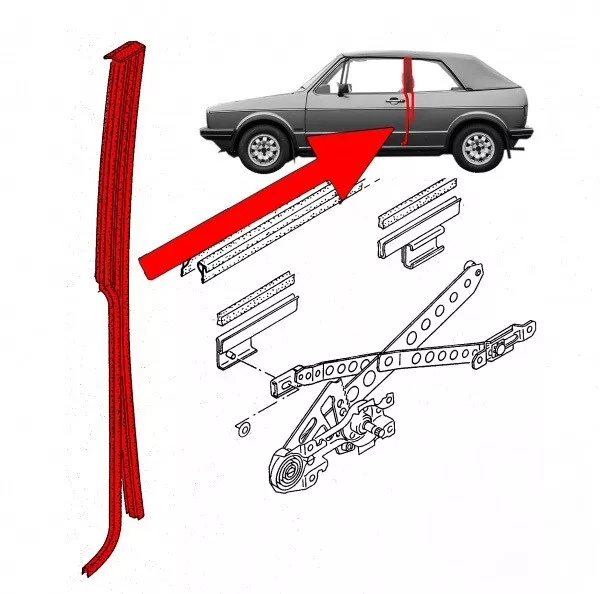 VW Golf 1 Cabrio B-Säulendichtung Dichtung B-Säule links Fahrerseite links