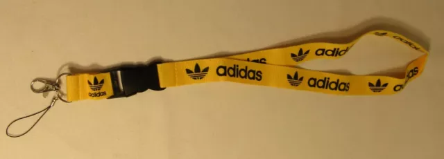 Adidas Lanyard Detachable Keychain Badge ID, Yellow with Black Logo