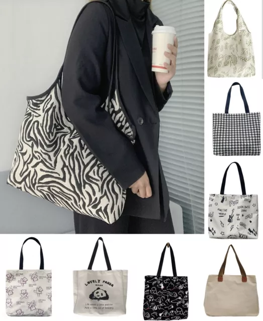 US Women Large Canvas Shoulder Tote Bag Daily School Work Handbag For Everything