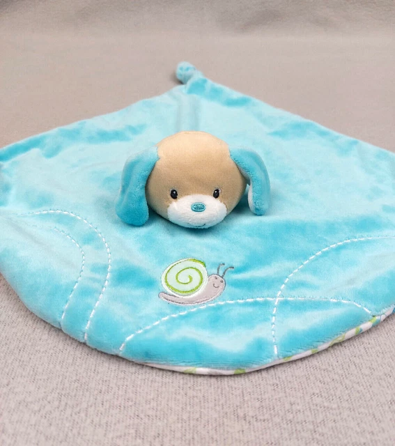 Doudou plat chien bleu blanc marron escargot attache sucette GIPSY