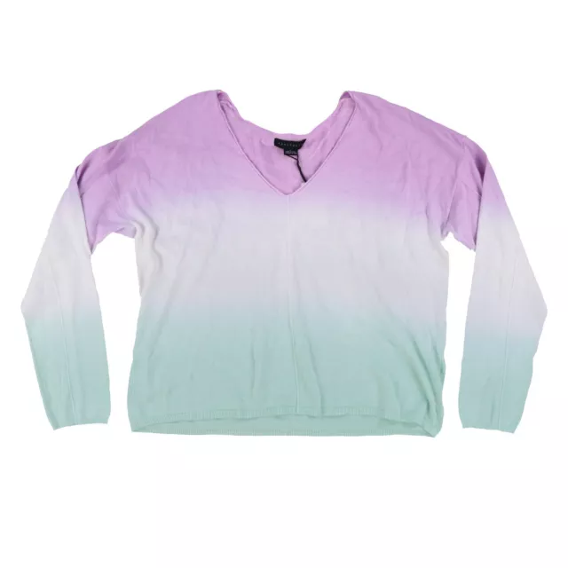 Sanctuary Women's Lightweight Pullover Sweater V-Neck Long Sleeve Ombre L New