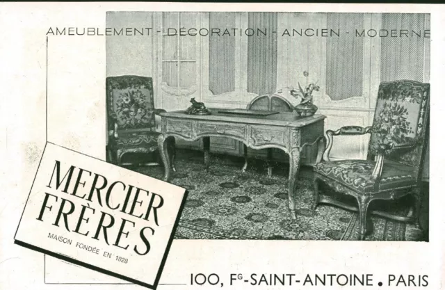 Publicité ancienne Mercier Frères ameublement 1946 issue de magazine