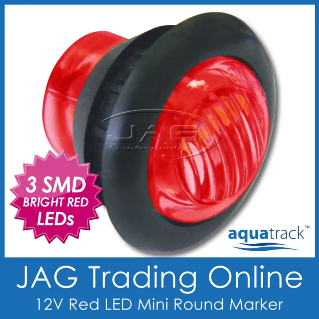12V 3-SMD LED RED ROUND MARKER/CLEARANCE LAMP PILOT LIGHT - Truck/Trailer/Boat