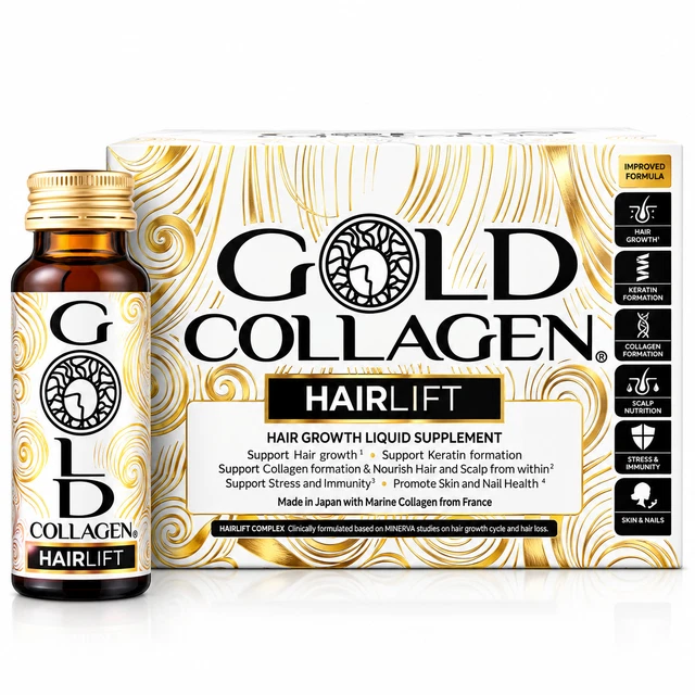 GOLD COLLAGEN HAIRLIFT 10x50ml Biotin Marine Collagen Hair Skin & Nails ...