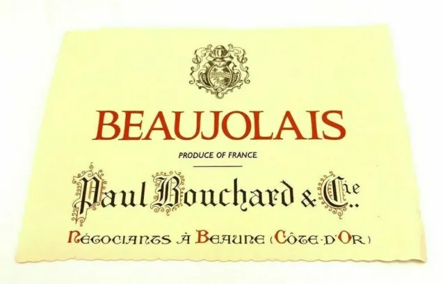 Paul Bouchard Beaujolais Label Genuine Ex-Brewery Stock 1960s