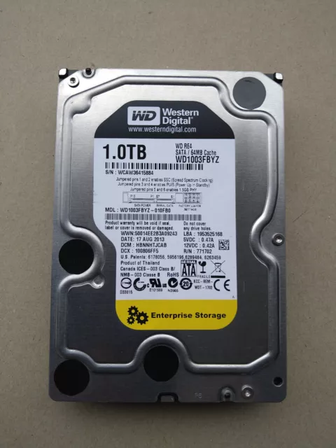 Festplatte 1TB 3,5 Western Digital WD1003FBYZ 010FB0 SATAIII 7200rpm 64GB