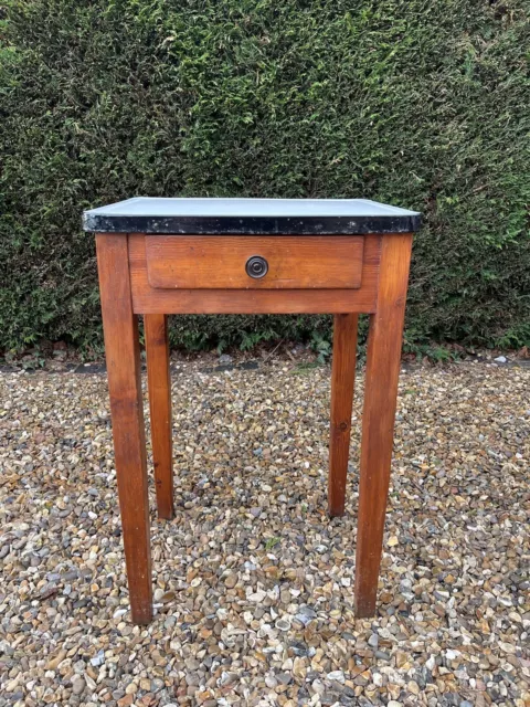 Victorian Pine Kitchen Table With Enamel Top