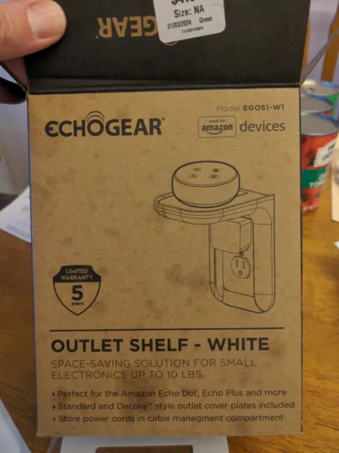 EchoGear Outlet Shelf Model EGOS1-W1, Shelf ~ White