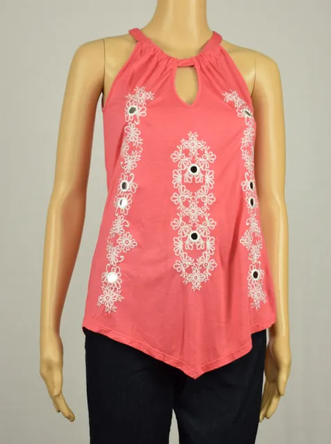 INC International Concepts Womens Coral Embroidered Halter Top M L XL