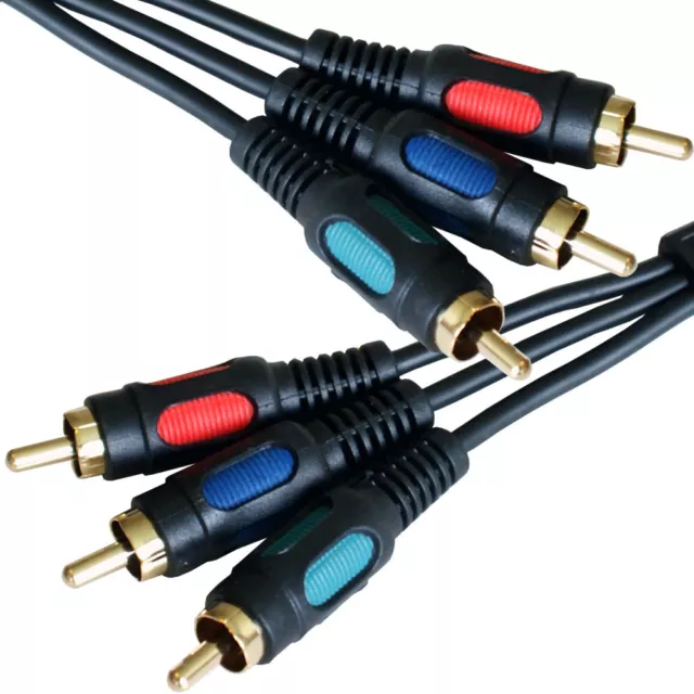 0.15m 3RCA Male to 3 Phono Plug Patch Cable Lead RGB Component DVD CCTV Short