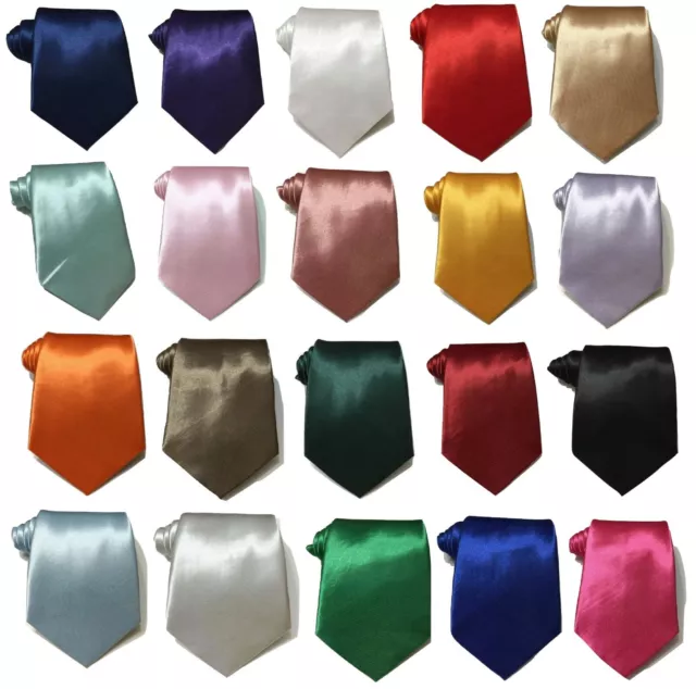 Standard 9cm Wide Mens wedding event prom party plain Satin necktie tie UK