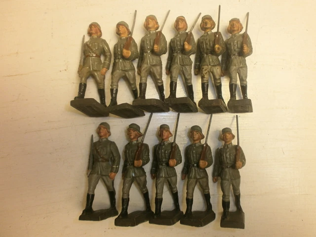 WW1 RARE, LOT 2 figurines soldats composition plâtre Elastolin Linéol ? no JRD EUR 16,50