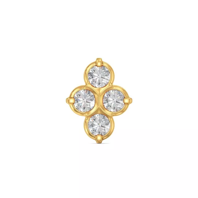 0,27 ct rond diamant blanc clou piercing anneau nez broche or jaune sur