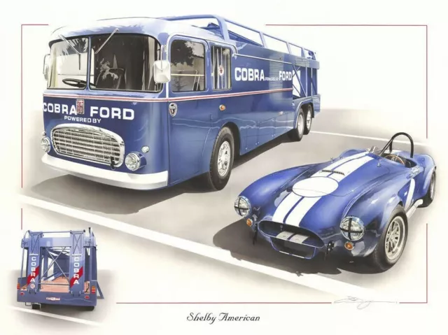 Print Ac Cobra Daytona Carroll Shelby Team & Ford Transporter Daytona