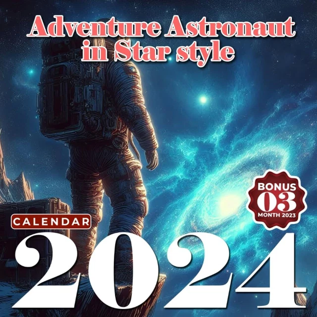 ADVENTURE ASTRONAUT IN Star Calendar 2024 Jan 2024 to Dec 2024 Bonus 3