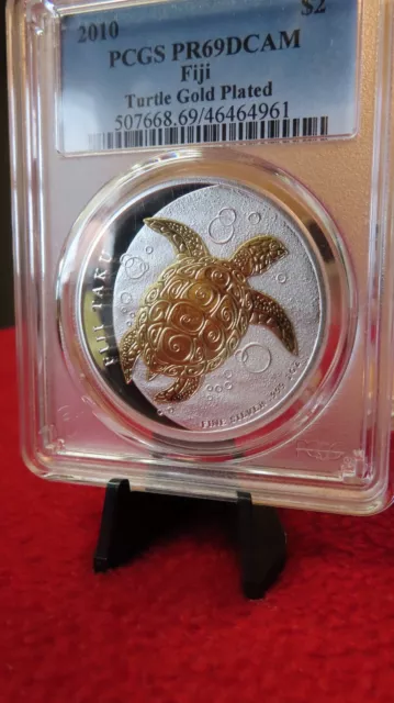 2010 FIJI TAKU Turtle ⭐RARE Gold Plated .999 1oz Silver⭐ PCGS PR69 £429 ...