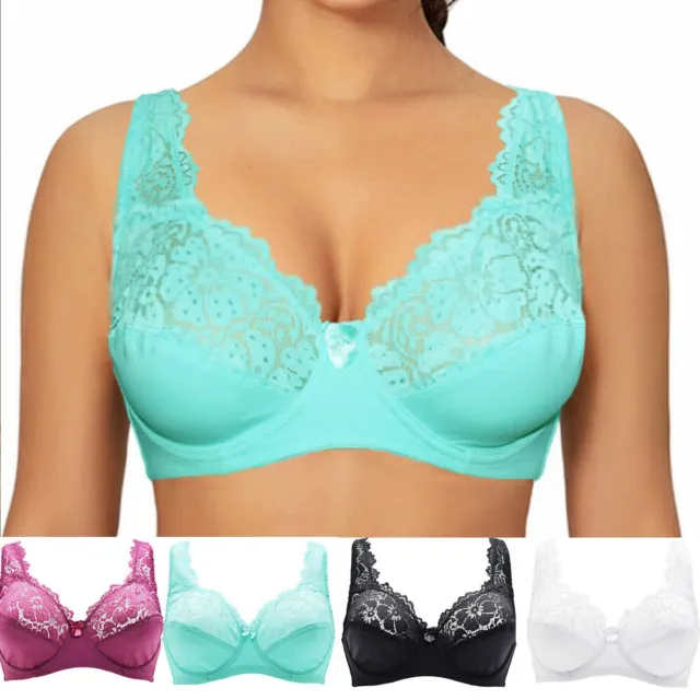 Plus Size Bras Ladies Bra Lace Sheer Underwire Brassiere Minimizer Sexy Lingerie