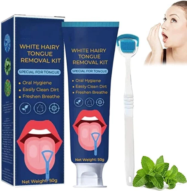 Kit de eliminación de lengua peluda blanca, kit limpiador raspador de lengua canadiense 2023