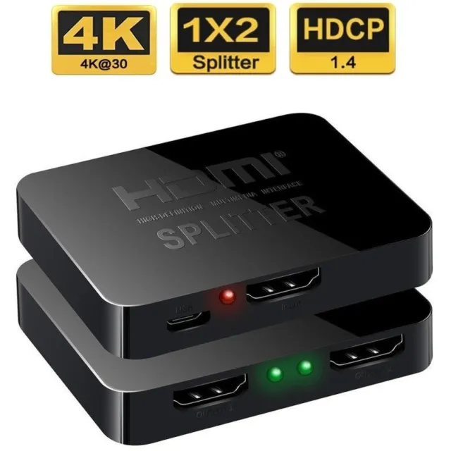 1 in 2 out HDMI Splitter Verteiler 4K 3D 4K@30Hz 1080p@60Hz Ultra HD Adapter